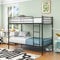 JELUTE Bunk Bed Frame 3 FT Single with Ladder Heavy Duty Metal Bed Frame,Black
