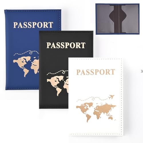 KSJEHW 3 Pièces Protege Passeport, Pochette Passeport pour Hommes et Femmes, Porte Passeport en Cuir PU Fonctionnel Multiples, Portefeuille Passeport Voyage Accessoires Organisateur de Documents