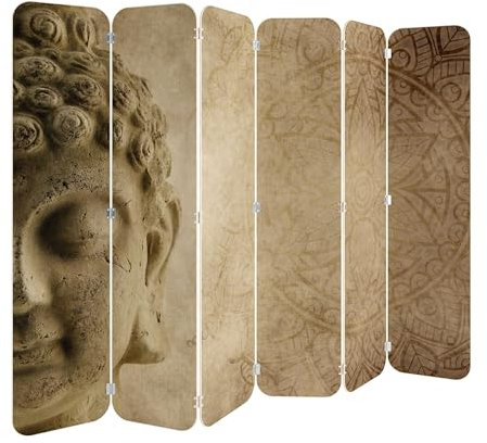 Paravent Raumteiler - 6-teilig Raumtrenner, Druck 1-Seite - Premium QUALITÄT 100% Holz - Raumtrenner - Trennwand Wohnung - Room Divider - Spanische Wand Deko Modern Sichtschutz