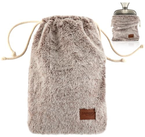 samply Hot Water Bottle with Soft Cover, 2L Hot Water Bag for Menstrual Cramps, Neck and Shoulder Pain Relief, Hot Compress, Hand Feet Warmer, Brown