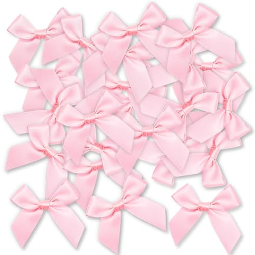 Ryvera 48 Noeud Cadeau Roses de 5cm – Matériau en Satin de Soie Auto-adhésif, Idéaux pour l’Emballage de Cadeaux, la Décoration de Mariage et de Fêtes