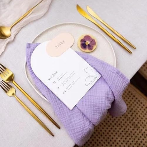 SYSUII 12 Stück Stoffservietten Baumwolle Musselin Servietten Stoff Tischservietten 43x43 cm Abwaschbare Servietten Tischdekoration für Partys Hochzeit Geburtstag Cafe Restaurant Küche-Lila
