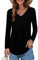 Elesomo Womens Long Sleeve T Shirts V Neck Tshirts Casual Cotton Ladies Tunic Tops, Black L