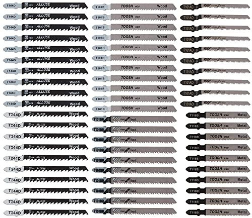 60pcs T Shank Jigsaw Blades Set, Assorted Jig Saw Blade Set for Wood Plastic and Metal Cutting, Fits Most Jig Saw Models