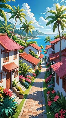 ARTGOTO Diamond Painting Eckige Steine Groß XXL Bilder Erwachsene,40x70cm Landschaft Meer C,5D Diamant Painting Set Viereckige Quadratische Steine mit Zubehör Für Wohnzimmer Dekoration