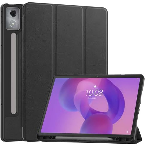 Vakarey pour Lenovo Idea Tab Pro Coque avec Portestylo,Ultra Mince Intelligent Housse Étui pour Lenovo Tab Pro 12.7 Pouces 2025,Noir