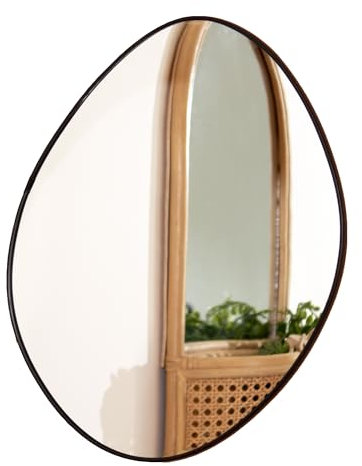 Black Irregular Wall Mirror A 30x40cm Thin Metal Modern Pebble Minimalist Bathroom Decor