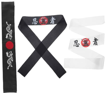 KONTONTY 3stücke Karate Stirnband Japanisch Sushi-chef Ninja-design Sport Cosplay Küche Party Accessoire Für Junge Mädchen Und Erwachsene
