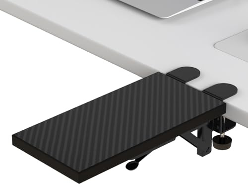 Sisyphy Ergonomics Desk Extender Tray, 11.8x5.9 Punch-Free Clamp on, Foldable Keyboard Drawer Tray, Table Mount Arm Wrist Rest Shelf, Computer Elbow Arm Support