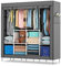 Tragbarer Kleiderschrank, 170 cm Schrank zum Aufhängen von Kleidung, Kleiderständer aus Metall, freistehender Kleiderschrank mit Oxford-Stoffbezug,165 cm x 170 cm x 45 cm (grau S, Größe)