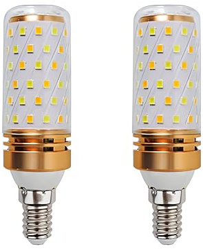 HUAMu Tricolor E14 9W LED Maiskolben Lampen, 3-Farbwechsel Leuchtmittel, für Kronleuchter Home Lighting Decor,nicht dimmbar,AC 220-240V,2 Stücks