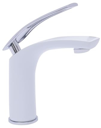 Einhebelmischer, Wasserhahn Badarmatur Waschtischarmatur, Modern Bad Wasserhahn, für Waschbecken Badezimmer Bad, Weiß