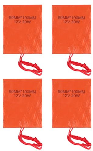 Electric Heater Mat Flexible Electric Heating Pad, 80x100mm, 12V 20W Silicone Rubber Heater Mat for Industrial Equipment, with Rapid Heating, High Heat Transfer Efficiency