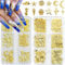 Shimmerz 2 Boxes Golden Nail Charms Gold Stars Ocean Nail Jewels Charms Metal Small Stars Moon Shell Starfish for Nail Rhinestones DIY