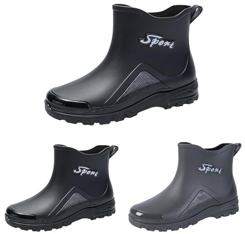 Stivali di gomma unisex da giardino, impermeabili, leggeri, per passeggiate, corti, da uomo o da donna, resistenti all'abrasione, da lavoro, Nero , 43 EU
