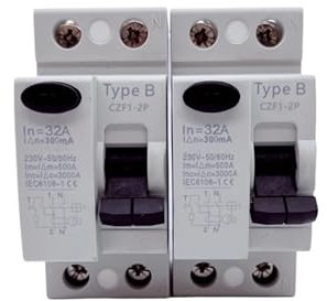 USRRMPBC 2 Pole 4 Pole RCD 10KA 30mA 63A B Type RCCB RCD ELCB Circuit Breaker for EV Charger Wallbox DC6MA 10A 16A 10KA(100A100MA)