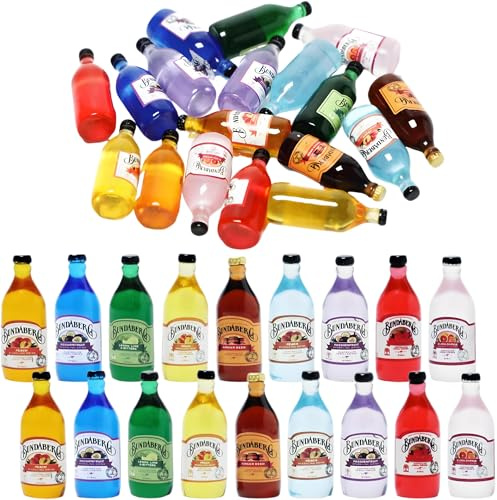 Lot de 18 bouteilles de boisson miniatures – Bouteilles de bière et de soda réalistes à l'échelle 1:12, accessoires pour décoration de table, loisirs créatifs et décorations de mini bar