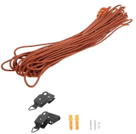 Tofficu Dispositivo di Sollevamento Tende a Rullo in Legno | Poliestere e Ferro, Compatibile Tenda di Bambù e Tende Rullo in Bambù, Ganci Fermatende Colore Casuale