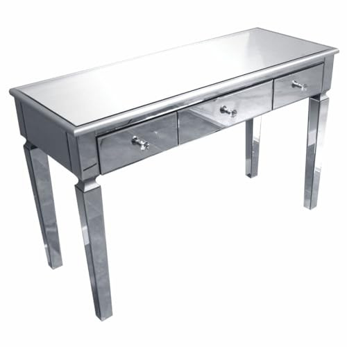 Casa Padrino Console de luxe avec 3 tiroirs de 120 cm - Table console miroir avec plateau en verre