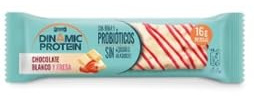 Dinamic Protein Barre Chocolat Blanc et Fraise, Riche en Protéines, Goût Fruité, Pack de 3 x 55g