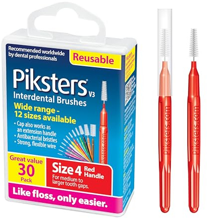 Piksters Interdentalbürsten, Rot, Größe 4, 30 Stück