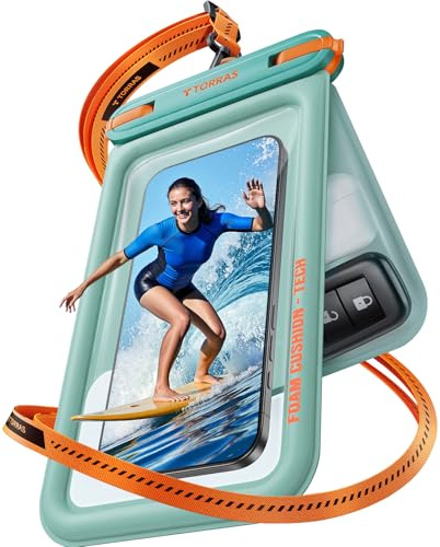 TORRAS wasserdichte Handyhülle [5D-Doppelfach], 7.9'',Gletscher Blau | IP68-zertifiziert, zwei getrennte Fächer, schwimmfähig bis 500 g, präziser Unterwasser-Touch, kratz- und abriebfest