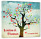 Wedding Tree Leinwand 60x60 mit NAMEN & DATUM - INKL Zubehör-Set (Stempelkissen+Stift+Anleitung+Hochzeitsbuch+...) - Herzchen Cloud - Hochzeitsbaum Fingerabdruck