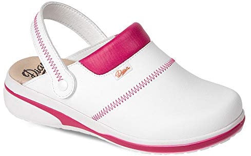 DIAN Zueco ANTIbactariano Modelo MAR Blanco-Fucsia Talla 39 Certificado CE EN ISO 20347 Marca