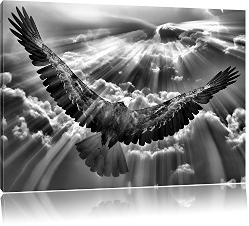 Pixxprint Adler über den Wolken, Größe: 120x80cm, Leinwandbild, fertig gespannt, Wandbild, Dekoration, Kunstdruck, kein Poster