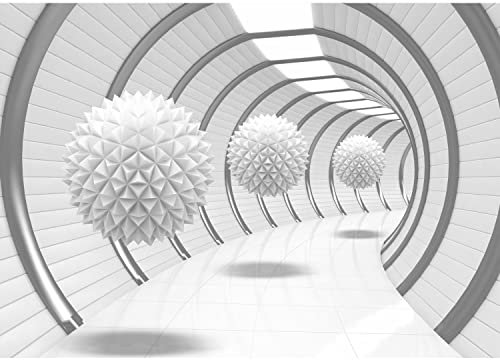 Runa Art Fototapete 3D Abstrakt 352 x 250 cm Vlies Tapeten XXL Moderne Wandtapete Wohnzimmer Schlafzimmer Weiss Grau 9175011a