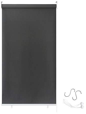 Aufun Tenda da Sole a Rullo per Esterno Balcone Tende Verticali, Resistente alle intemperie, Anti UV, Protezione Solare per finestre e Porte, 100 x 240 cm Antracite
