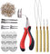 Microring Extensions Set: Microring Zange, Microring Nadel und 200 Stück 5.0mm Microring Nanoringe mit Silikon (dunkelblond)