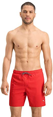 PUMA Herren Puma Mittellange Herren â€“ Sichtbarer Kordelzug Badehose, Rot, XXL EU