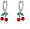 Joielavie Ohrringe Creolen aus Sterling-Silber 925 für Damen und Mädchen, Frucht, Kirsche, emailliert, Blatt, Zirkonia, Grün, Anhänger Schmuck, Sterling Silber