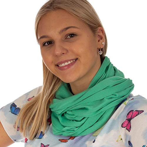 DOLCE ABBRACCIO by RiemTEX Loop Schal Damen Schlauchschal mit Geheimfach Kuscheliger Loopschal aus Jersey Halstuch in Uni Farben (Jade)