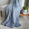 Linen & Cotton Dicke Warme Decke Wolldecke Wohndecke Kuscheldecke Iceland ohne Fransen - 100% Reine Neuseeland Wolle, Blau (140 x 200 cm) Sofadecke Blanket Tagesdecke Plaid Sofa Lammwolle Schurwolle