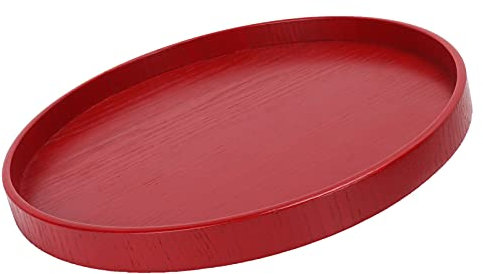 Coffee Table Tray, Round Wooden Tray, Serving Tray Wooden Red Round Plate Charcuterie Boards for Kitchen Home Restaurant for Coffee Tea for Fruit/Cutlery Trays for Holding Food(27cm)