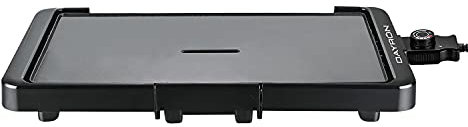 Dayron - Plancha de Asar Antiadherente 2200W, Aluminio/Baquelita, Uso Doméstico, Carne, Pescado, Verduras, Placa Estriada/Lisa, Regulador Temperatura, Dimensiones 51.5x25x7.5cm (Largo x Ancho x Alto)