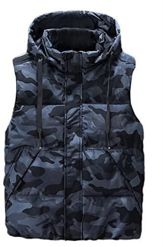 Icegrey Doudoune sans Manche Gilet pour Homme, Bleu Camouflage, M