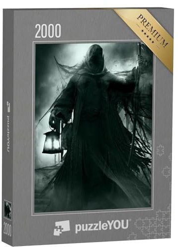 puzzleYOU: Puzzle 2000 Teile „Gothic-Illustration: Sensemann mit Laterne“ – aus der Puzzle-Kollektion Gothik
