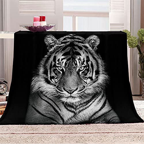 FANSU Kuscheldecke Flauschig Flanell Decke, 3D Drucken Microfaser Weich Warm Plüsch Fleecedecke Sofadecke Couchdecke Wohndecke Bettdecke Tagesdecke (Schwarzer Tiger,100x150cm)