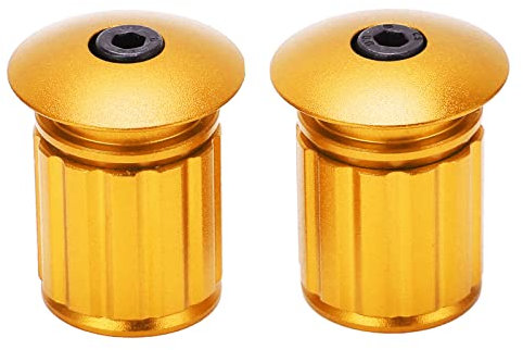 1 Paar Fahrrad Lenkerstopfen Gold Aluminiumlegierung Verstellbare Lenkerendkappen Lenkerendstopfen für 18-20 mm Rennrad BMX MTB Fahrradlenker