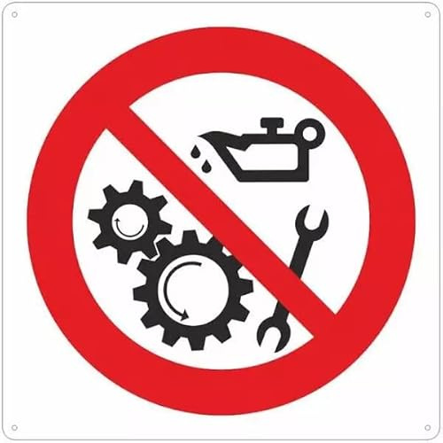 StickersLab - Cartelli di divieto Vietato Riparare e pulire Organi in Moto Norma ISO 7010 (50, 50mm x 50mm)