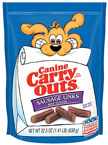 Canine Carry Outs Dog Treats, Sausage Links, 22.5 Ounce (Pack of 6), Made with Real Beef