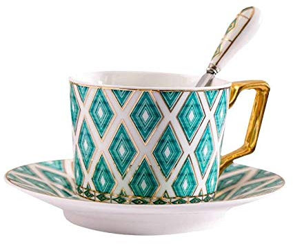 Smart Mug Ceramic Coffee Cups Condensed Coffee Mugs Cafe Tea Breakfast Milk Cups Saucer Suit Ins Cups With Dish Spoon Set Milk Tea Cup (Color : Style 2)