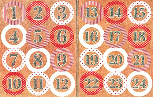Advent Stickers 1-24 Round Glitter Numbers Christmas Advent Calendar Xmas Crafts DIYT539
