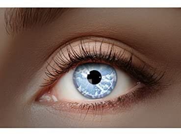 Maskworld UV aktive Kontaktlinsen/Jahreslinsen - Weißer Diamant - Motivlinsen ohne Sehstärke - Unisex - Erwachsene - ideal für Halloween, Karneval, Motto- und Horror-Party