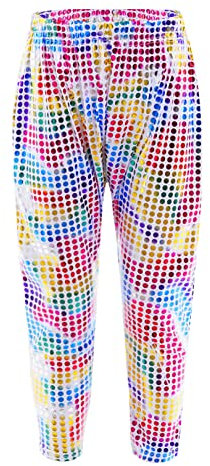 FEESHOW Kinder Pailletten Hose Lang Tanzkleidung Tanz Cheerleading Disco Kostüm Locker für Party Performance Bunt_B 122-128/7-8 Jahre