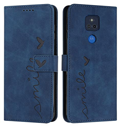 EATCYE Kompatibel mit Motorola Moto G Play 2021 Hülle, Klapphülle Motorola Moto G Play 2021 PU Leder Brieftasche Schutzhülle [Kartenfach][Ständer], Handyhülle für Motorola Moto G Play 2021 (Blau)