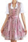 Dirndl Damen Midi Trachtenkleid inkl. Trachtenrock Dirndlbluse Dirndlschürze für Oktoberfest Pink 44